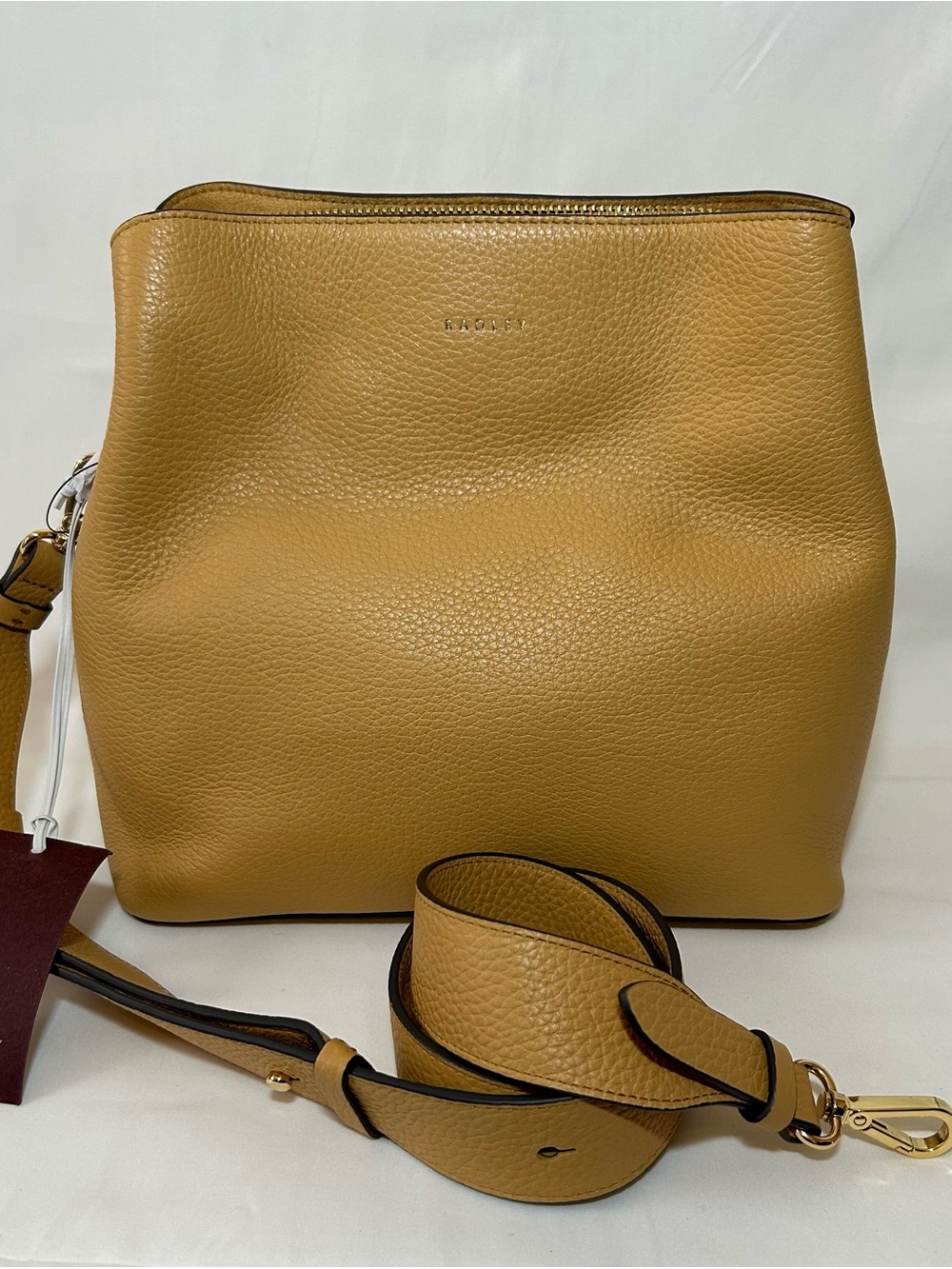 RADLEY LONDON Mustard Tan Pebbled Leather Shoulder Bag